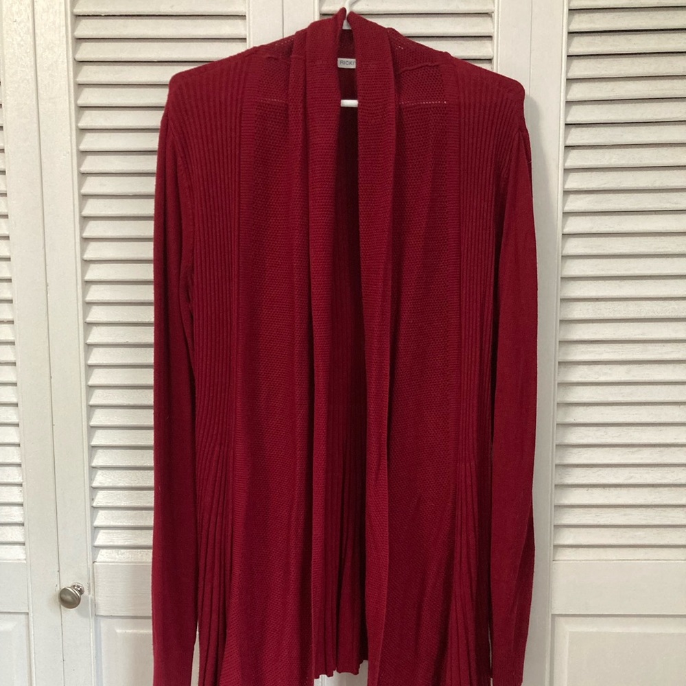 Red waterfall front cardigan